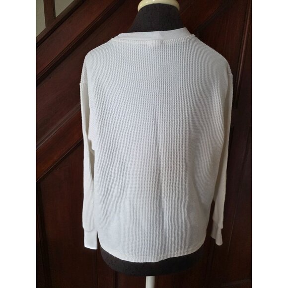 White Crewneck ThermalPumpkin & Leaves Print Medium Made In USA - Picture 3 of 8